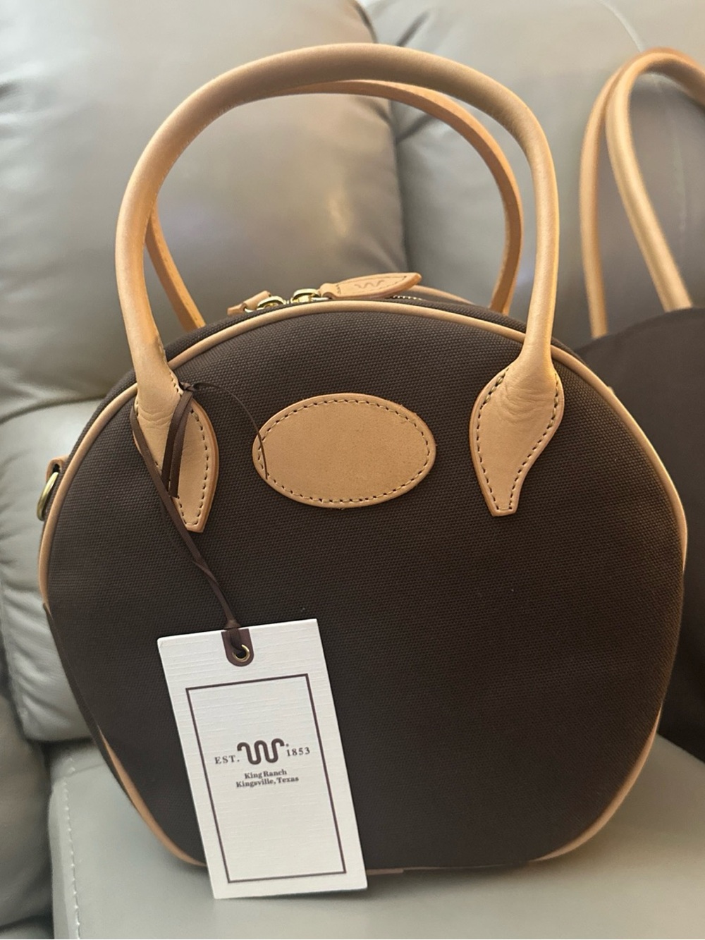 King Ranch Classic Brown and Tan Round Women's Handbag/Crossbody NWT